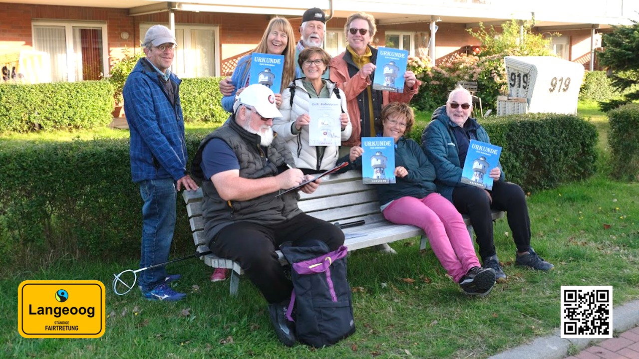 Übersichtskarte von Langeoog mit der Aufschrift Moin