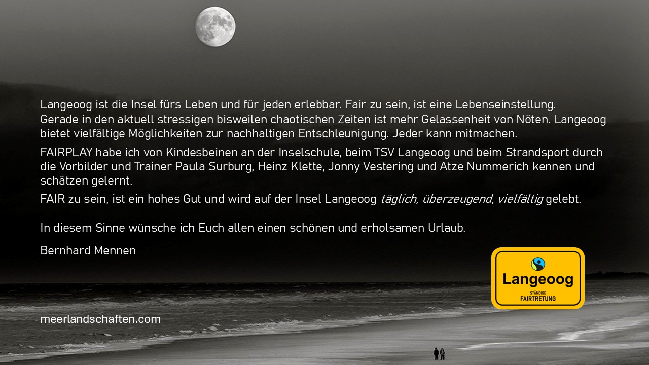 Übersichtskarte von Langeoog mit der Aufschrift Moin