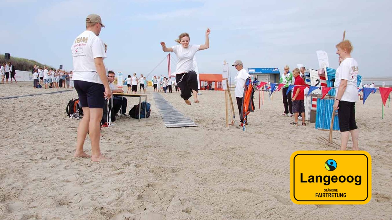 Übersichtskarte von Langeoog mit der Aufschrift Moin