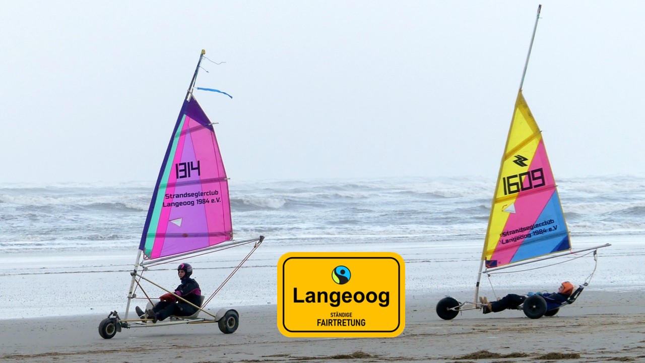 Übersichtskarte von Langeoog mit der Aufschrift Moin