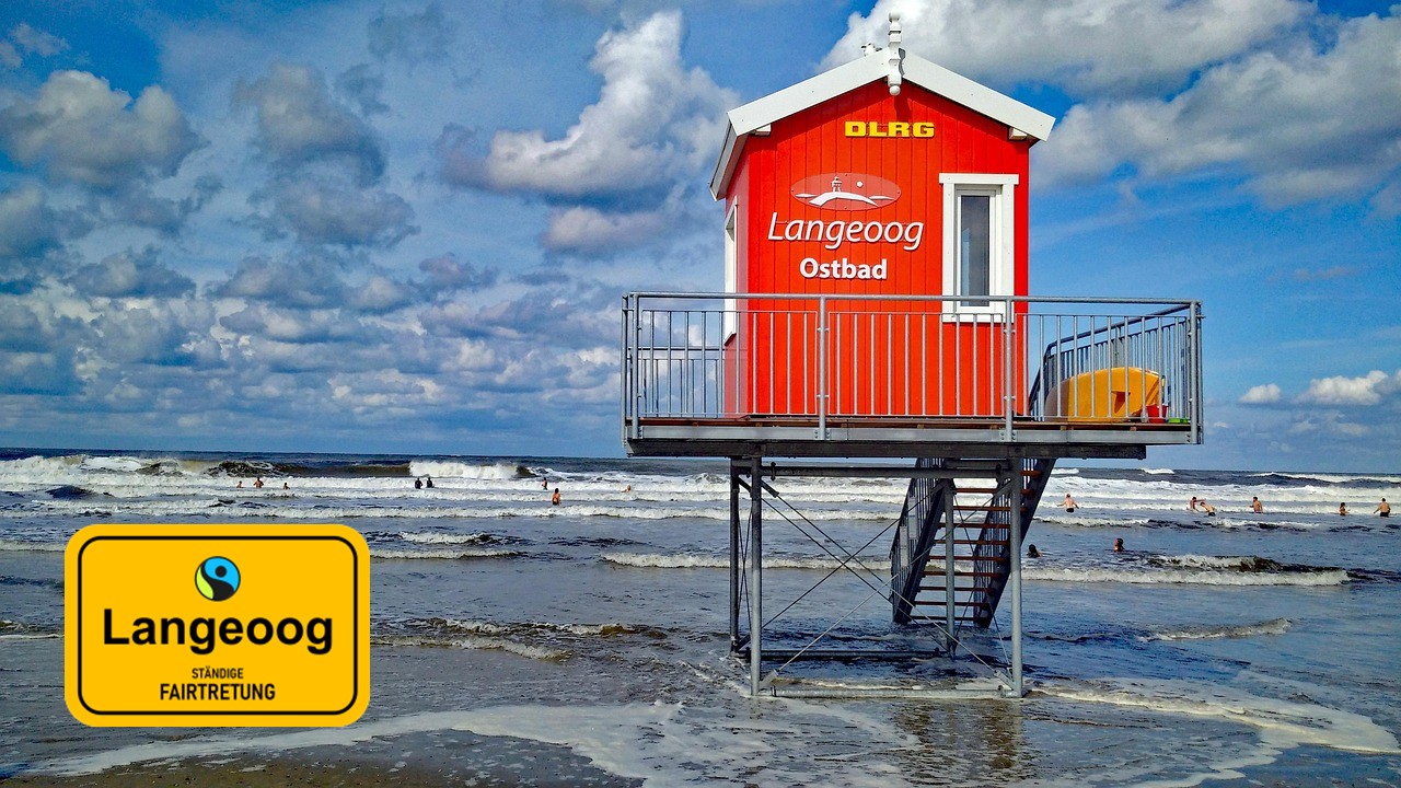 Übersichtskarte von Langeoog mit der Aufschrift Moin